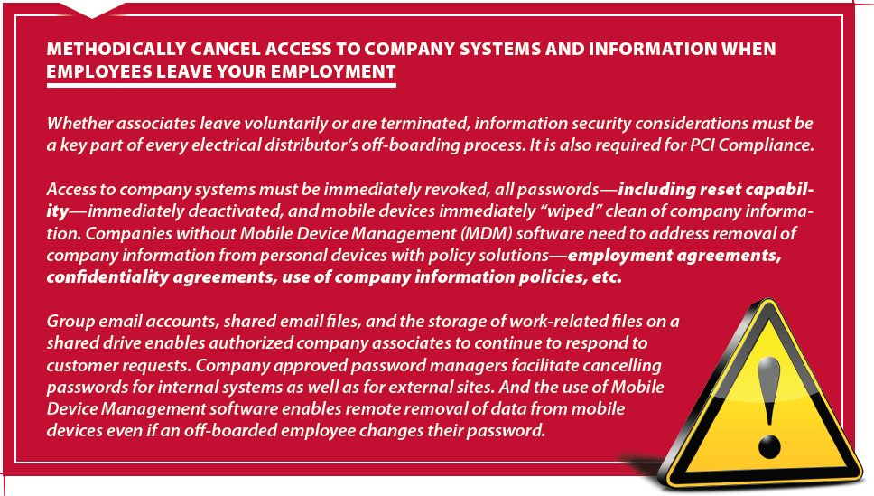 NAED_org's tweet image. Does ur company have an automatic process to cancel access to company systems? Learn more &amp;gt; ow.ly/ikZ830cEdre #NAEDtech #CyberSecurity
