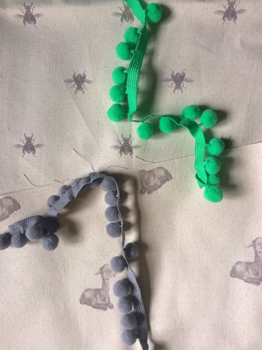 janemade's tweet image. Sending off my fabric designs to be made into cushions with pompoms... #watchthisspace