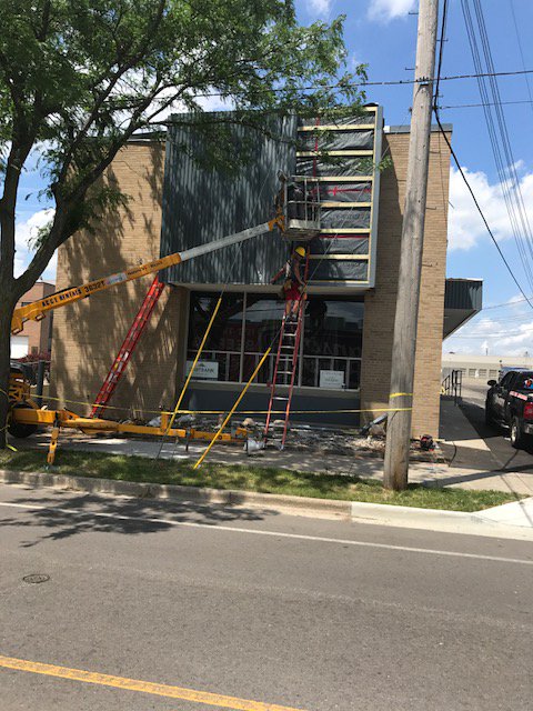 GillespieGrp's tweet image. Putting finishing touches on the new distillery! Excited to have our newest commercial tenant 'MichiGrain' open for business in the fall!