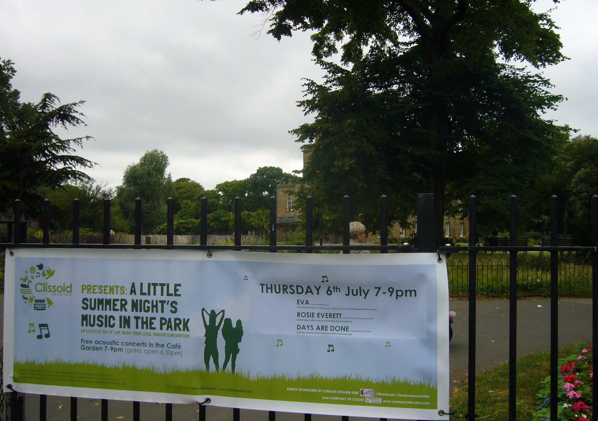 Clissoldpeople's tweet photo. Don't miss our wonderful Little Summer Night's live music in the park next Thursday in the cafe garden from seven. Bring a rug, buy a drink. https://t.co/0KNBrPtVka