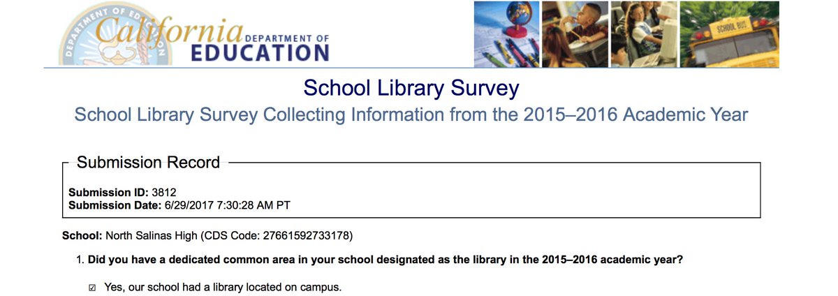 lisarillingale's tweet photo. Just completed our school's Library Survey for CA EDU #tlchat  #nshsvikinglibrary https://t.co/CnVJCeEpyQ