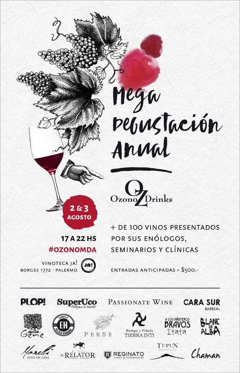 Miércoles 2/8 y Jueves 3/8 #OzonoMDA Mega Degustación Anual 2017 Edición IV, Pre-Venta de Entradas: ozonodrinks.com.ar/products/categ…