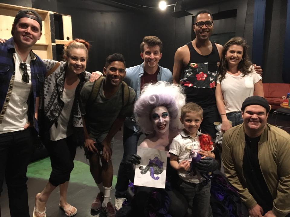 GlobeTheatreYQR's tweet photo. Globe Theatre School student Easton came to see #TheLittleMermaid four times and finally got to meet his hero, Ursula! #MermaidLive https://t.co/9YEyIjm1Cp