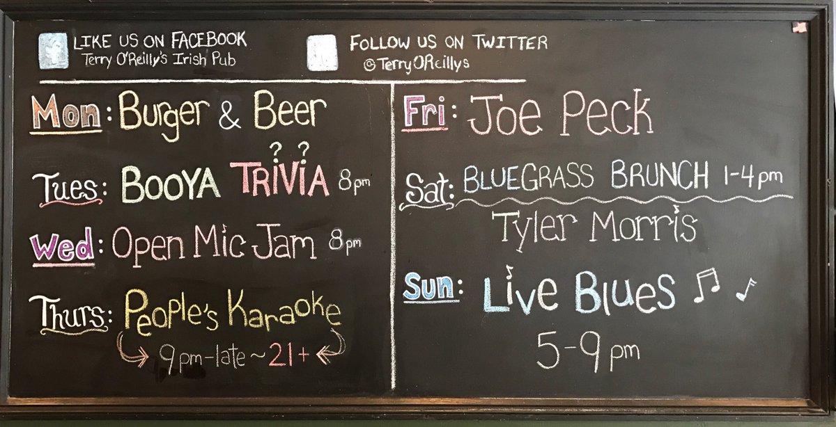 TerryOReillys's tweet photo. This Weekends Music Schedule! @Newtondining @newtontab https://t.co/l83atYl4oa