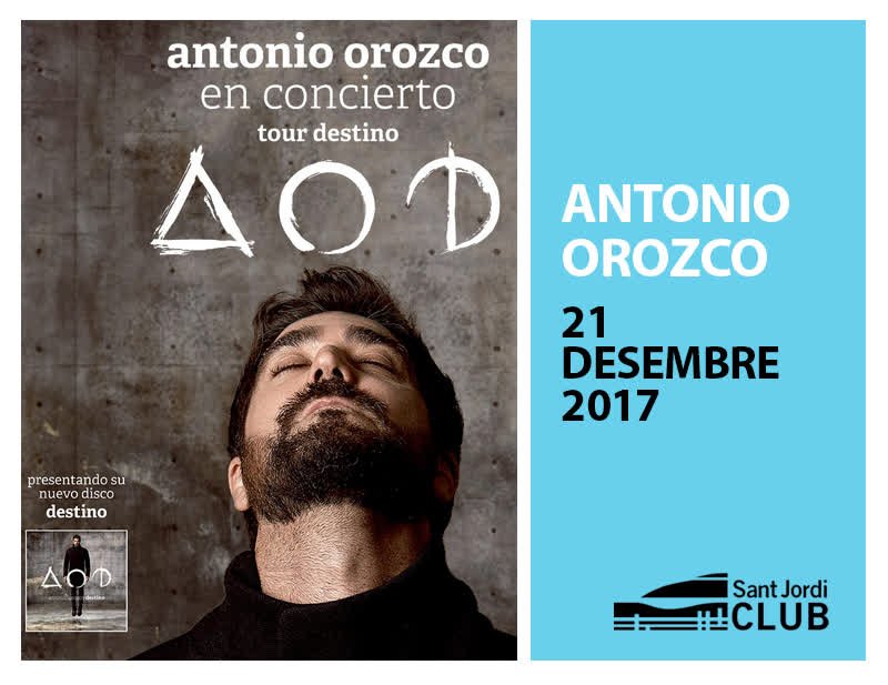 ¿Quién? <a href="/ANTONIOROZCO/">Antonio Orozco</a>
¿Qué? #ÚltimoDestino 
¿Cuando? 21 de diciembre
¿Dónde? Barcelona #SantJordiClub
Va a ser una noche inolvidable!