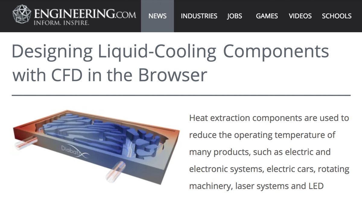 diabatix's tweet image. Engineering(.)com on @diabatix! =&amp;gt; “#Design Liquid #Cooling Components with #CFD in #Browser” goo.gl/AvTfCL