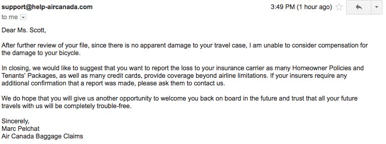 air canada baggage damage claim