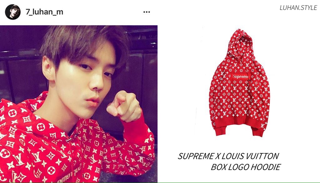𝑳𝑼𝑯𝑨𝑵.𝒔𝒕𝒚𝒍𝒆 on X: 170629 #Luhan Instagram update 📸 Supreme X Louis  Vuitton - Box logo hoodie  / X