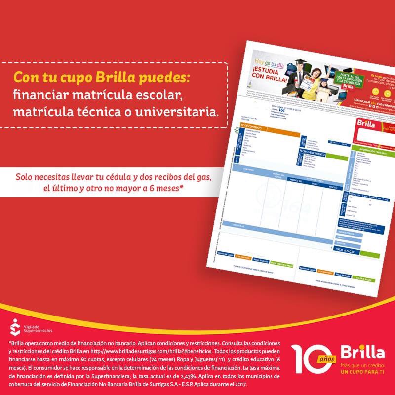 Brilla financia tu matrícula escolar, técnica o universitaria. 📚 ¿Te interesa saber cómo hacerlo? Déjanos tus datos aquí 👇