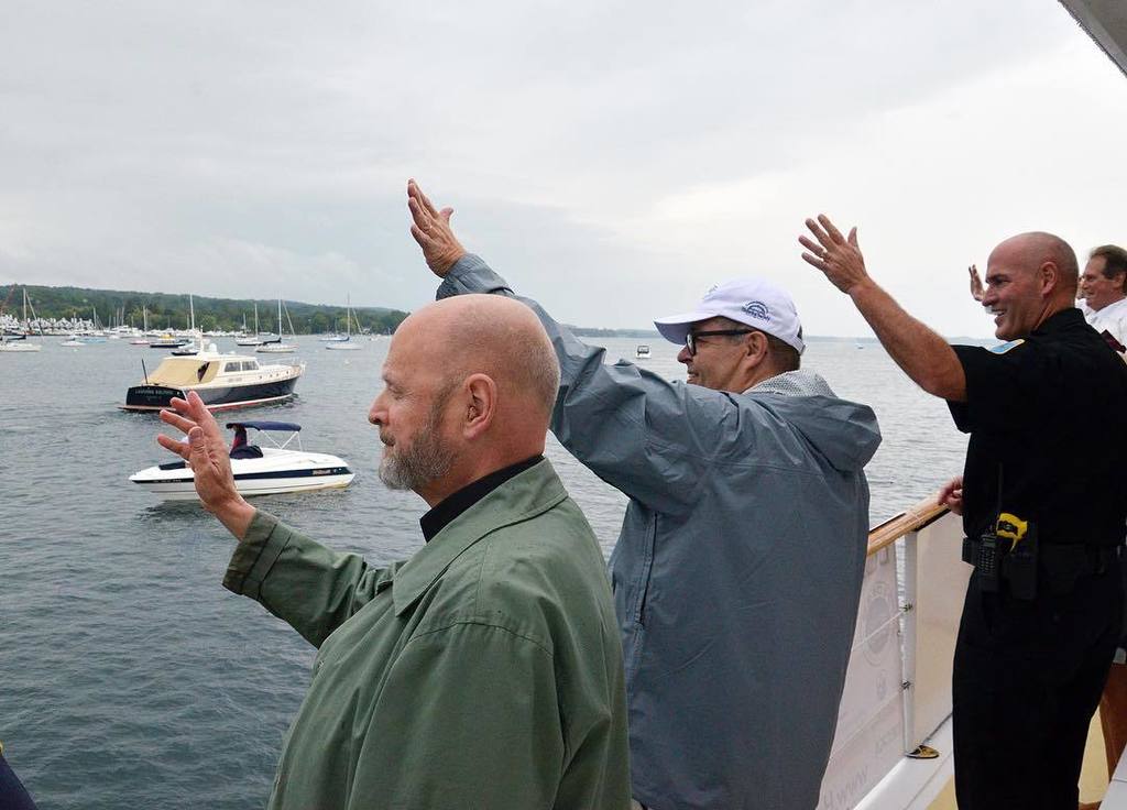 seanmillerpnr's tweet photo. Father Joseph Graff (left) blesses the fleet in Harbor Springs, Wednesday evening. #petoskeynewsreview #blessingof… https://t.co/vYqwGDPhHp https://t.co/S6kQwHT6XD