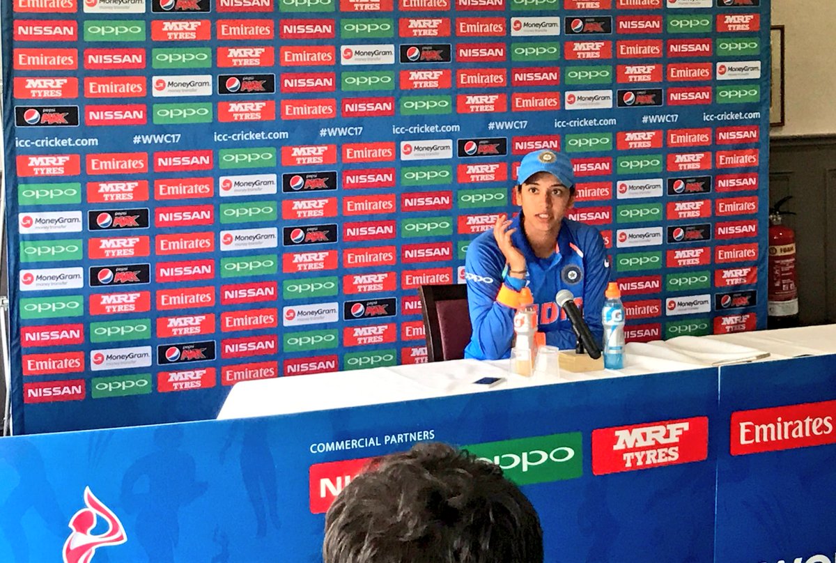 'Do you think India can win the tournament?' 'What? You don't?' @mandhana_smriti as good in the press conference as in the middle.