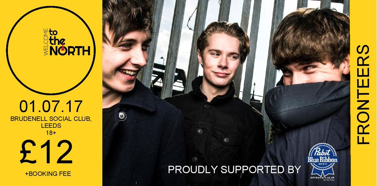 FRONTEERS (@fronteersband) on Twitter photo LEEDS, We're playing <a href="/WTTNFestival/">Welcome To The North</a> this Saturday at Brudenell Social Club. On stage at 18:15pm.
Tickets: bit.ly/2s5K4PG LEEDS, We're playing <a href="/WTTNFestival/">Welcome To The North</a> this Saturday at Brudenell Social Club. On stage at 18:15pm.
Tickets: bit.ly/2s5K4PG