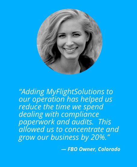 MyFlightApps's tweet photo. We love our clients! Here's a testimonial from a #FBO about reducing time dealing w/ compliance paperwork + audits #aviation #avgeek #bizav https://t.co/h1jyRrJUVo