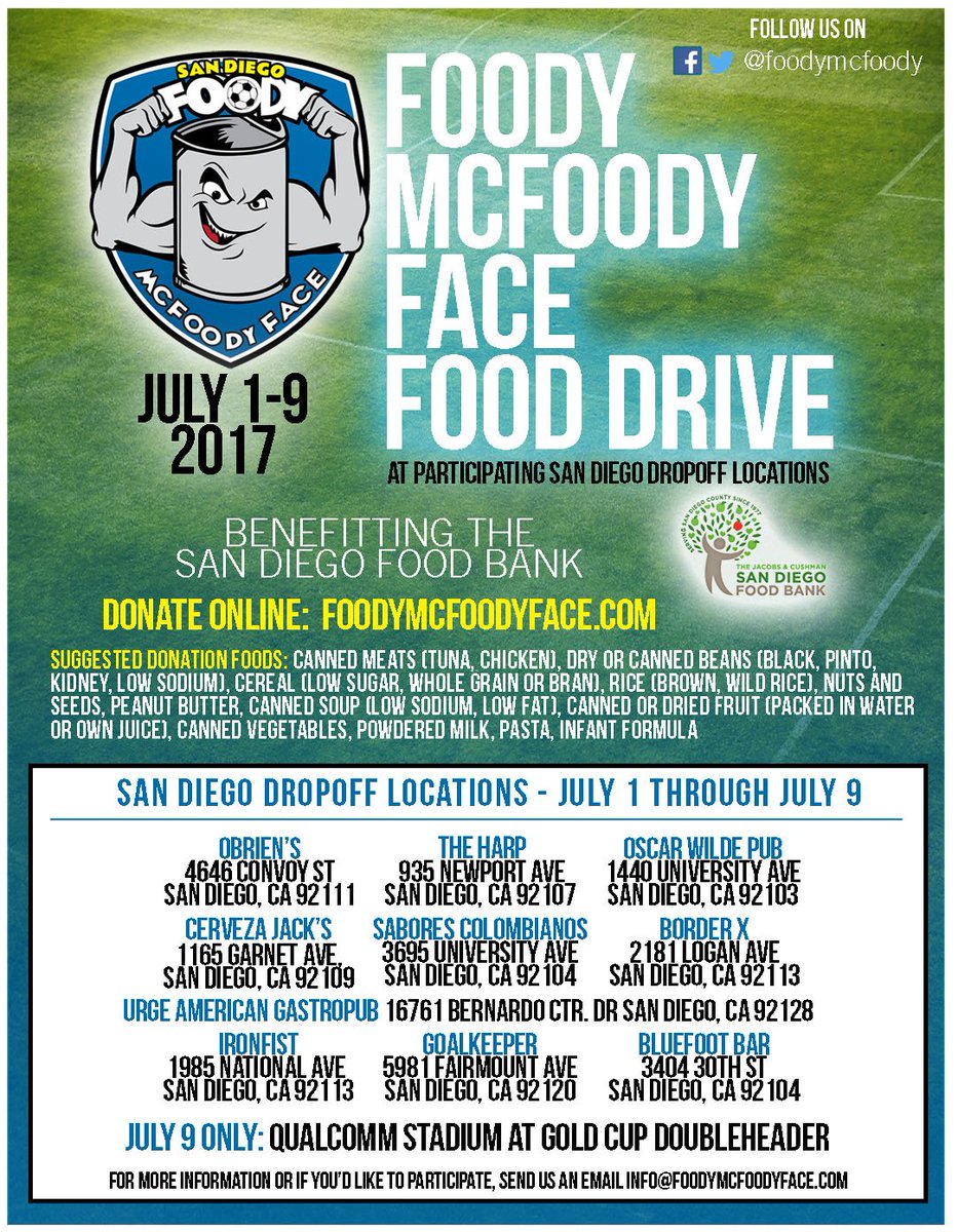 foodymcfoody's tweet photo. @SDFoodBank @SanDiegoOutlaws @sdutKevinAcee @AthleticClubSD @Jonyrico @daryl_biggs @skubasteve4 @DSmithShow NEW Donation Location added in South Bay (thanks @ChulaVistaFC for helping): La Quinta Grill 625 E Street CV CA 91910 #FoodyDrive https://t.co/jo6xJgRW08