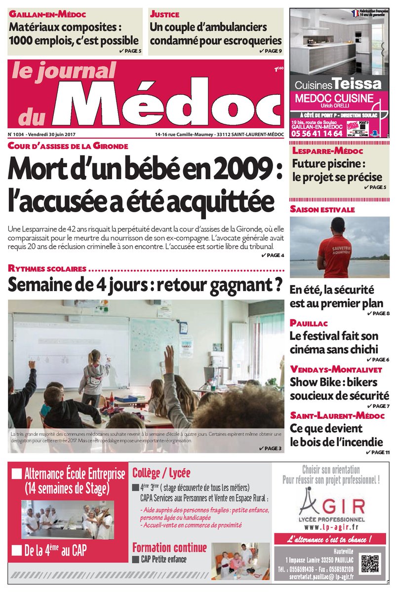 Le Journal du Médoc (@journaldumedoc) on Twitter photo Le <a href="/JournalduMedoc/">Le Journal du Médoc</a> de la semaine, en kiosques dès demain. :) #Assises #Lesparre #Emploi #Médoc #education Le <a href="/JournalduMedoc/">Le Journal du Médoc</a> de la semaine, en kiosques dès demain. :) #Assises #Lesparre #Emploi #Médoc #education