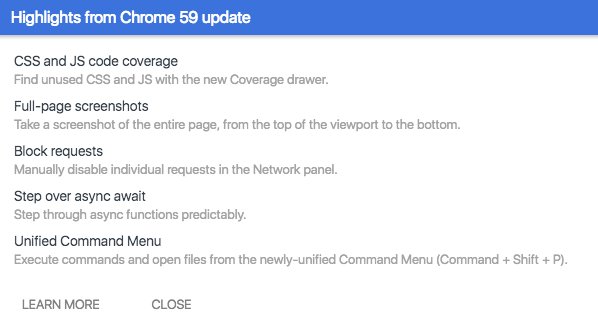 Chigbo__'s tweet photo. Awesome updates in the @ChromiumDev #chrome #v59. Bad market for screenshot plugins 😂. Still waiting for the promised reduced memory use https://t.co/bLIz4NiUyO