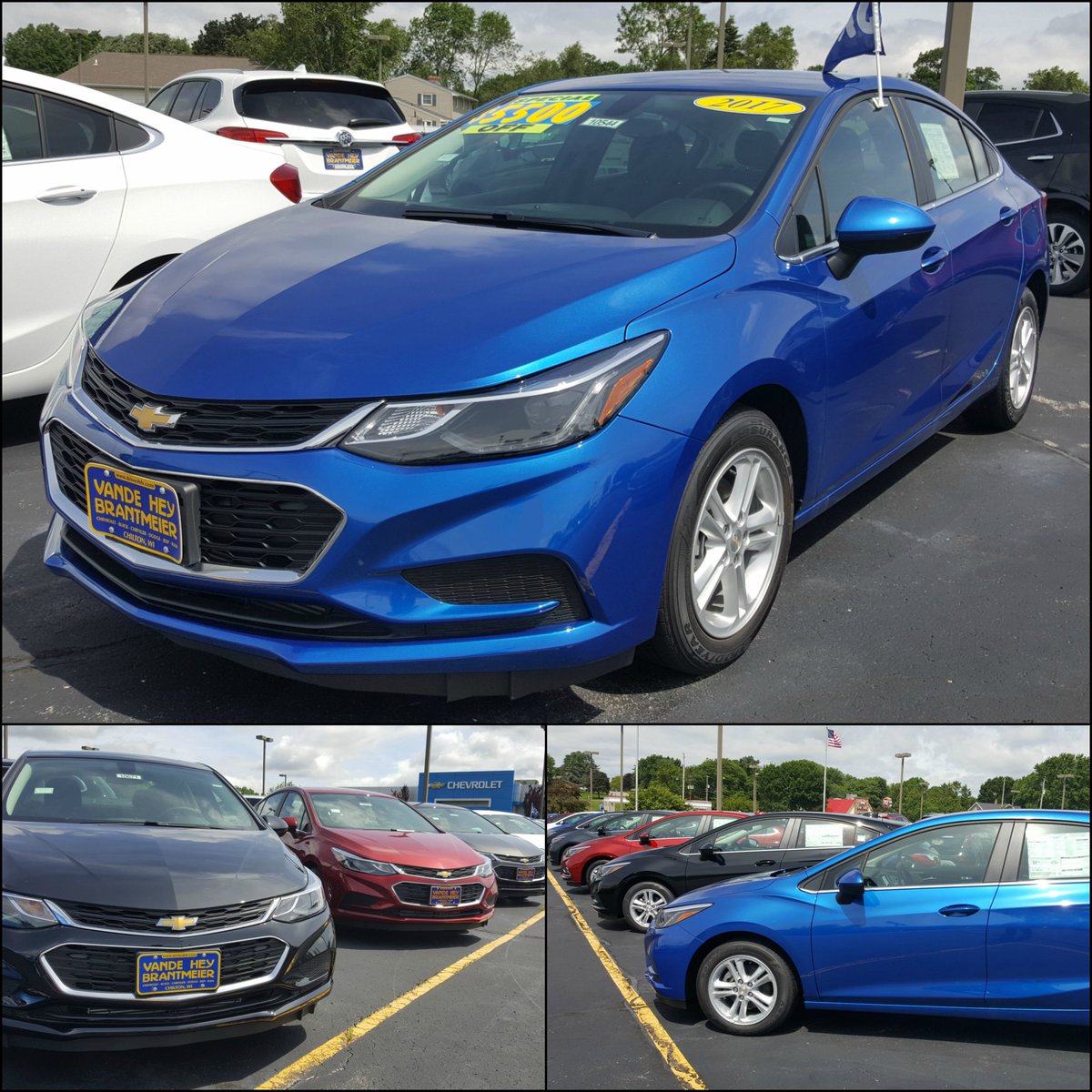 driveVHB's tweet photo. This blue 2017 Cruze sedan is $5500 off MSRP! Offer ends tomorrow!! Our Cruze inventory: https://t.co/18o1l582m3 #chevysummer #findnewroads https://t.co/bW1u0uSGAY