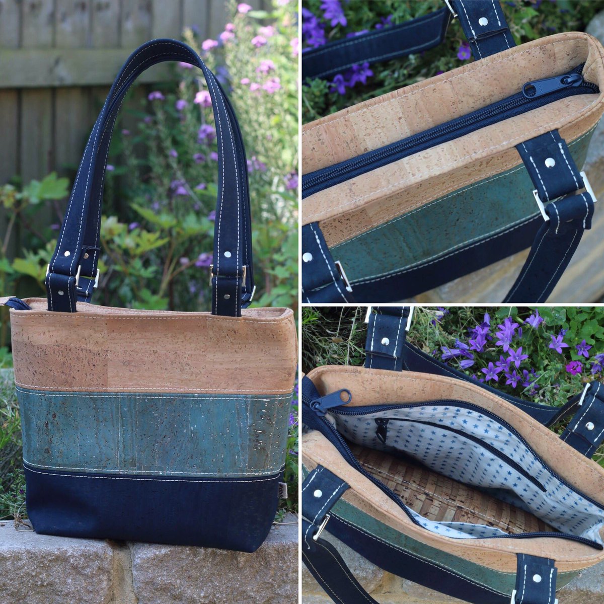 tlbfs's tweet photo. Another of my recent #cork makes - my own design #corkfabric available to buy on the website #corkleather #veganleather #handmadebags #tlbfs https://t.co/wamzjkifL3