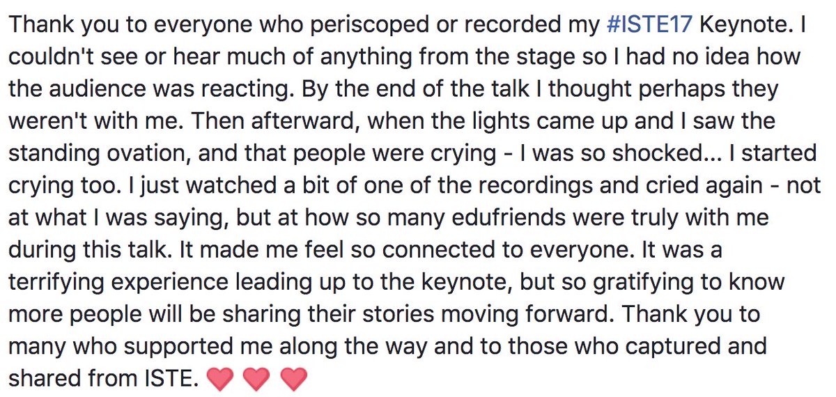 Reflecting on #ISTE17. TY to all for so much love &amp; support, to those who shared &amp; <a href="/BrianRSmithSr/">Brian Romero Smith</a> for this video:  pscp.tv/1to1Brian/1Mnx…