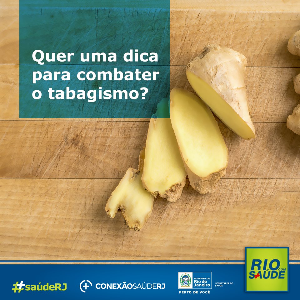 Uma dica para reduzir a vontade de fumar é mascar um pedaço de gengibre ou beber água, que também são ótimos para a sua saúde.