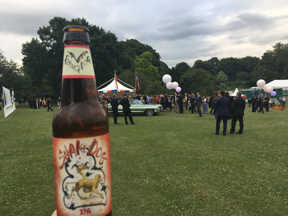 FlyingDog's tweet photo. It’s not a party at the US Ambassador to the UK’s residence until this guy shows up. #goodbeernoshite https://t.co/FgCdUK8EjQ
