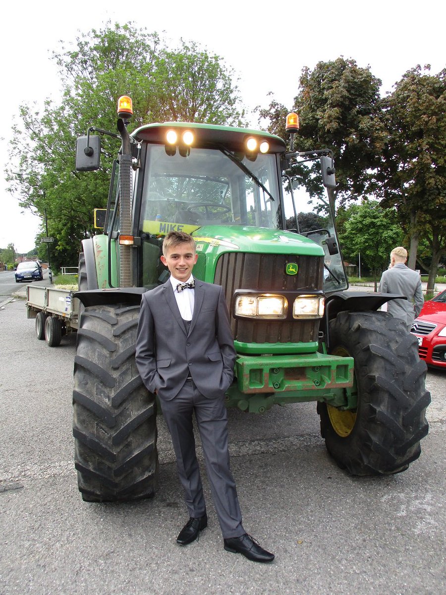 WellieWearer's tweet photo. The only way our Matthew could rock up to a prom night in #Knaresborough #JohnDeere #proudauntie #rememberingMike #KnaresboroughYoungFarmers https://t.co/WID0g1uWip