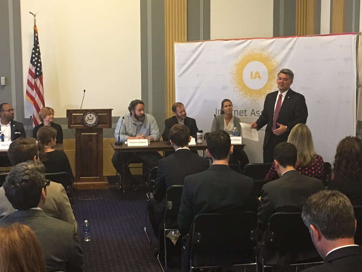 Senator <a href="/CoryGardner/">Cory Gardner</a> took a question from our CEO at the @InternetAssn panel today. Smart regulations need to support entrepreneurs in STRs
