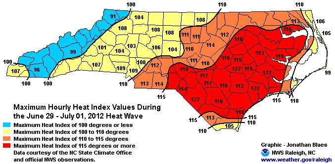NWSRaleigh's tweet image. #OTD 5 years ago, central NC was impacted by the Ohio Valley/Mid-Atlantic derecho and beginning a record-breaking heat wave. #ncwx