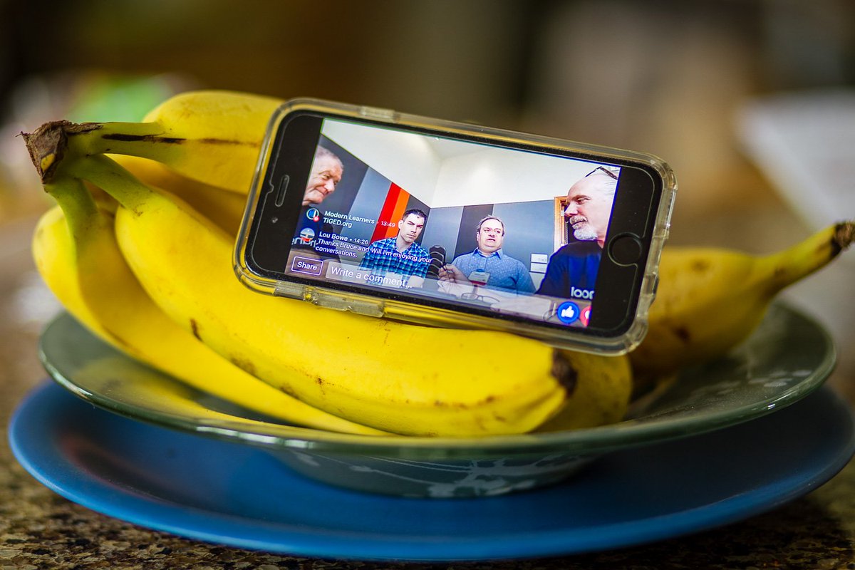 ransomtech's tweet photo. Listening to @garystager @willrich45 and others at #ISTE17 with my high tech iPhone stand in my kitchen. #innovation #hardlearning https://t.co/X8F9PFKCiX