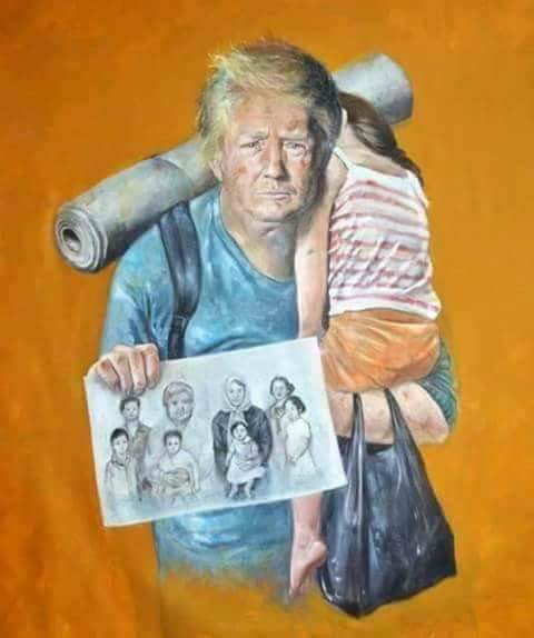 0maniah's tweet photo. ماذا لو كان زعماء العالم لاجئين ؟
صور بريشة/ الفنان السوري عبدالله العمري خطف بها أنظار وسائل الإعلام العالمية في آخر معارضه https://t.co/N2QonXpspP