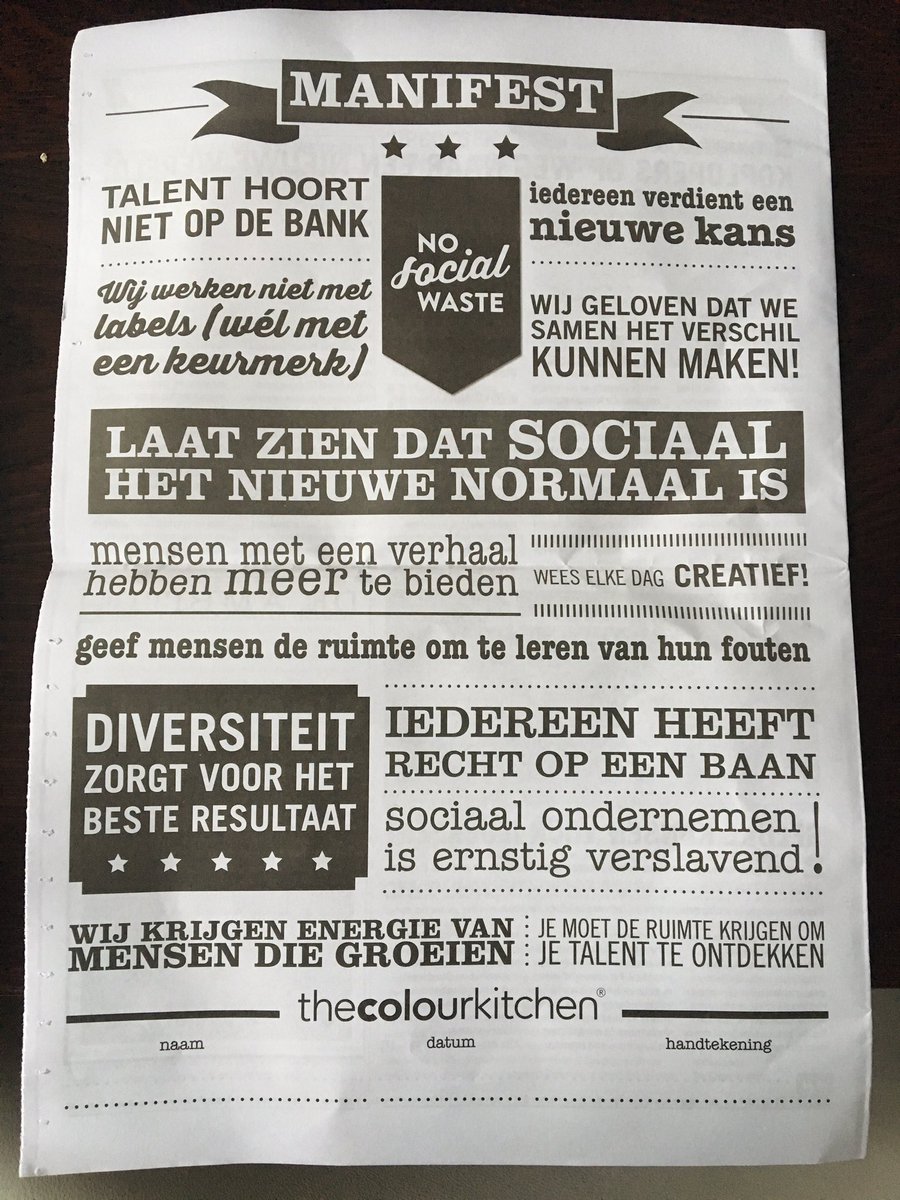 WoW, net getuige van lancering #nosocialwaste van <a href="/ColourKitchen/">The Colour Kitchen</a> Ondersteun manifest, geef iedereen kans om verschil te maken <a href="/FanFactoryBV/">Fan Factory</a>