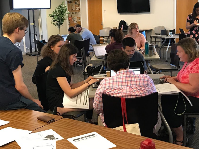 Bootstrapworld's tweet photo. "This is a very hands-on workshop w/ a concrete ending, much preferred over other "traditional" PD opportunities." #BootstrapCS takes #CS4I! https://t.co/MZ9OugMggx