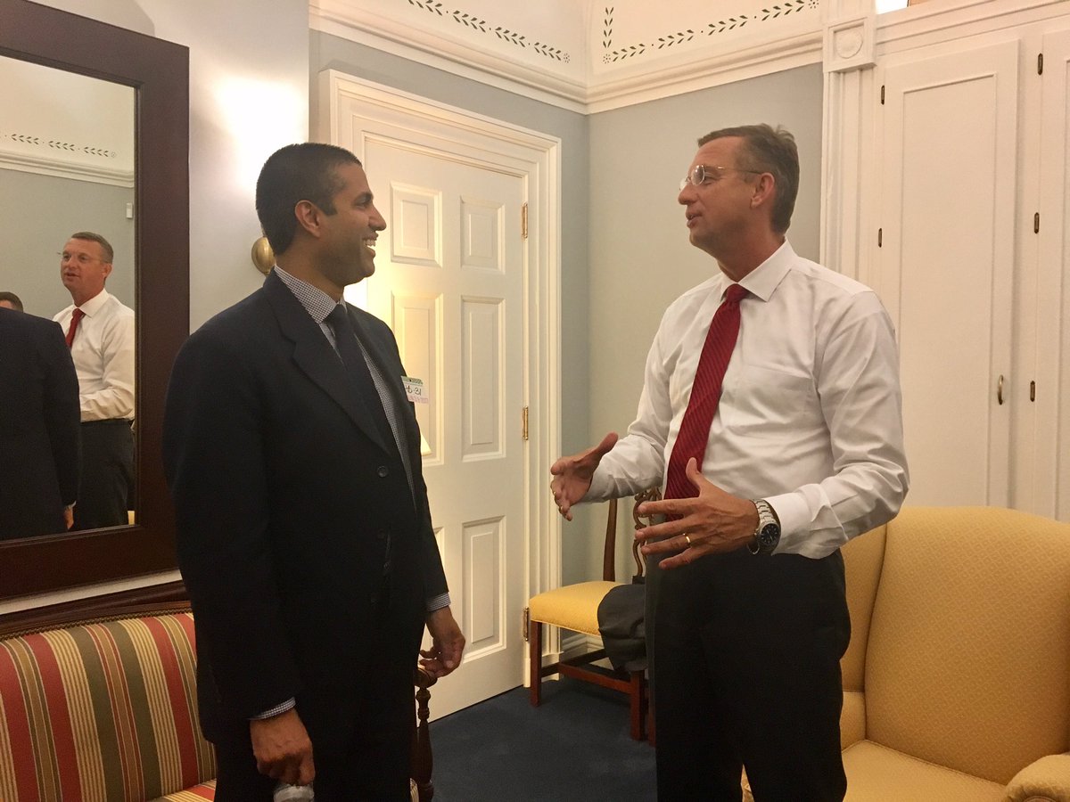 AjitPai's tweet image. Terrific meeting w/ @RepDougCollins! Thanked him for introducing the #GOAct, which will boost rural Internet access. dougcollins.house.gov/press-releases…