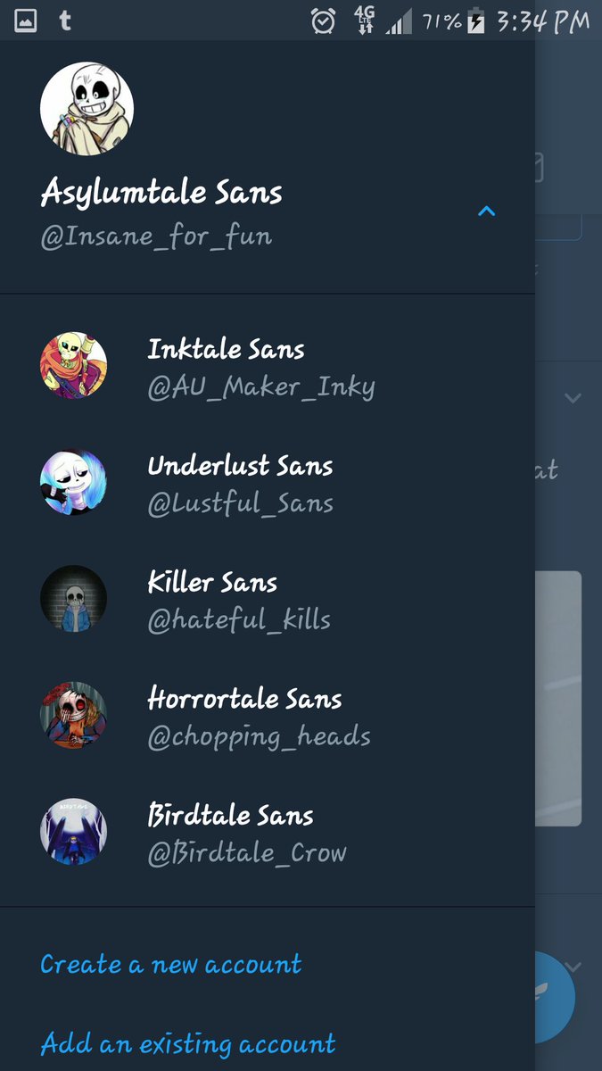 Ohh What have I done 
<a href="/AU_Maker_Inky/">Inktale Sans</a> 
<a href="/Lustful_Sans/">Underlust Sans</a>
<a href="/hateful_kills/">Killer Sans</a> 
<a href="/chopping_heads/">Horrortale Sans</a> 
<a href="/Birdtale_Crow/">Birdtale Sans</a>