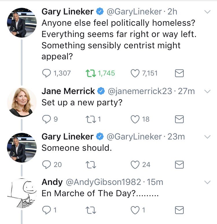 janemerrick23's tweet image. Who else thinks @GaryLineker should set up En Marche of the Day? H/t @AndyGibson1982