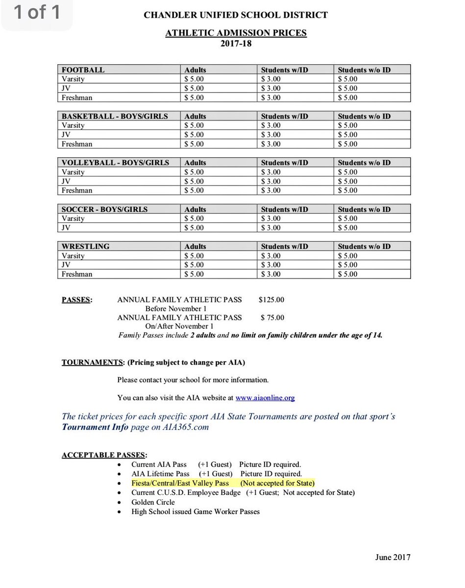 CUSD Community: Please note the change in Admission Prices for the 2017-18 school year. 
Adults- $5
Students with ID- $3