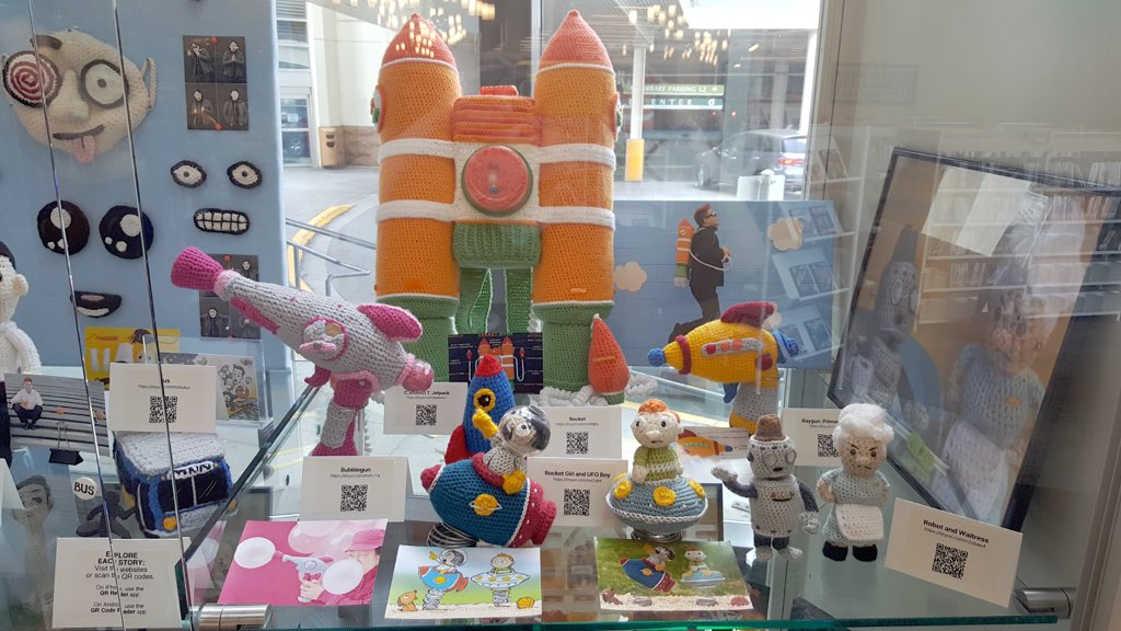 WooWork's tweet image. My yarn work is on display at the Coquitlam Public Library through July. If you're in the area, take a peek 😀 Pix, set1: