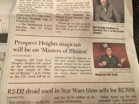 BillCookMagic's tweet image. Nice surprise in today's @dailyherald!