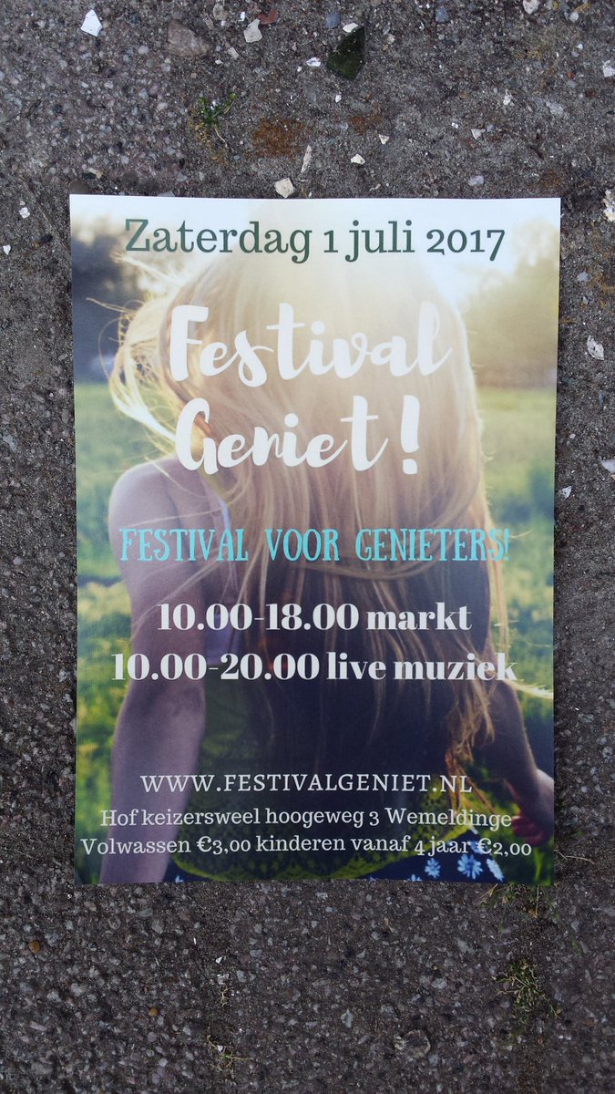 hofkeizersweel's tweet photo. Morgen 1 juli Festival Geniet in Wemeldinge! Hele dag live muziek, workshops, foodtrucks, kindertheater,demonstraties en 65 kramen!! https://t.co/vU9feL2NuT