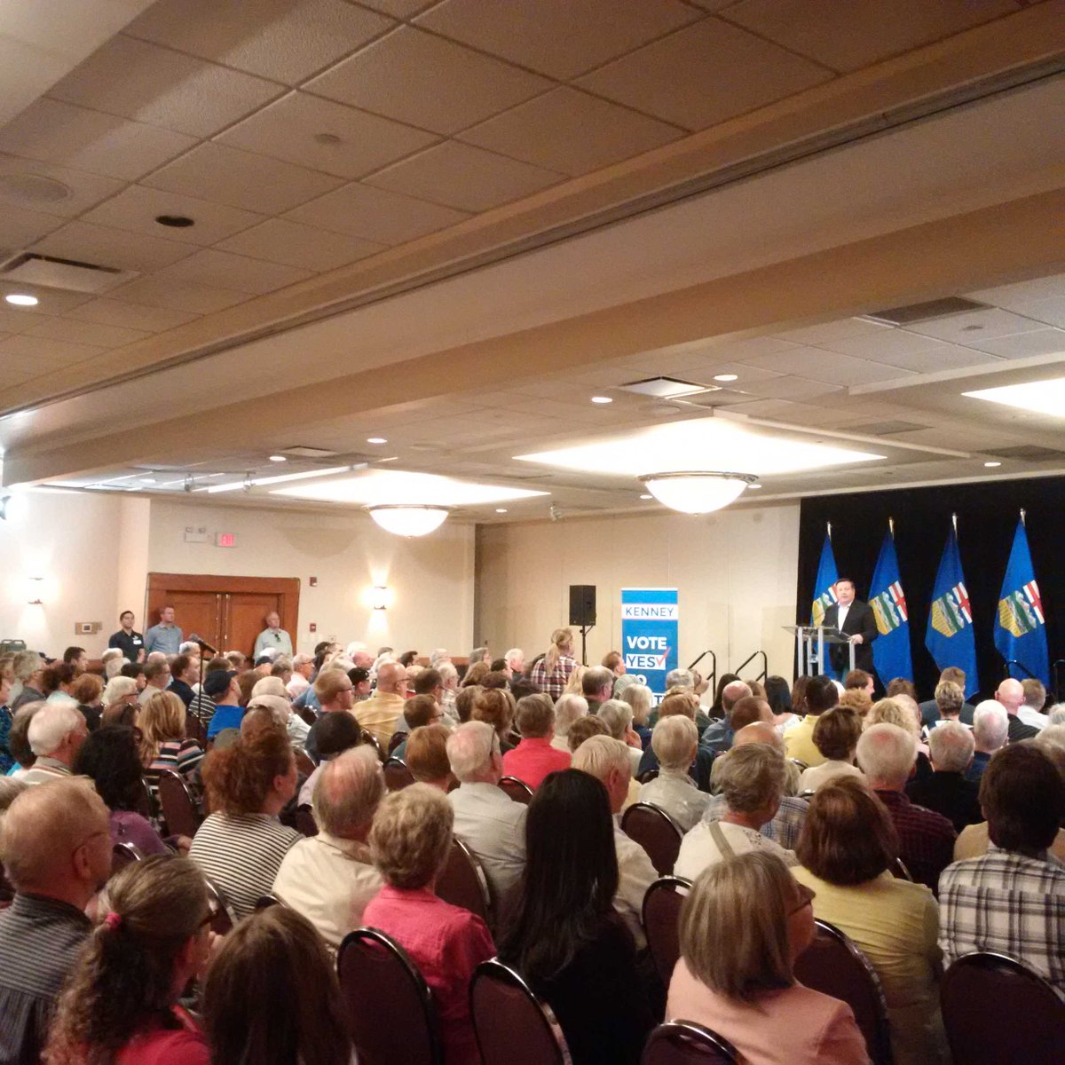tomkmiec's tweet photo. "You can't redistribute wealth unless someone creates it in the 1st place" says @jkenney at @UniteAlberta rally https://t.co/y8SSAr8ovi