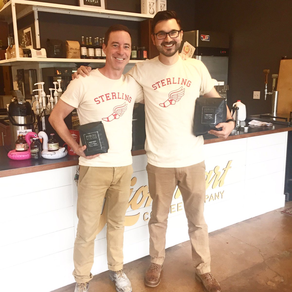 Sterling's new track shirts are so boss! Available in store and online now. #twinsies #besterling #sofine #boss #lionheartcoffee