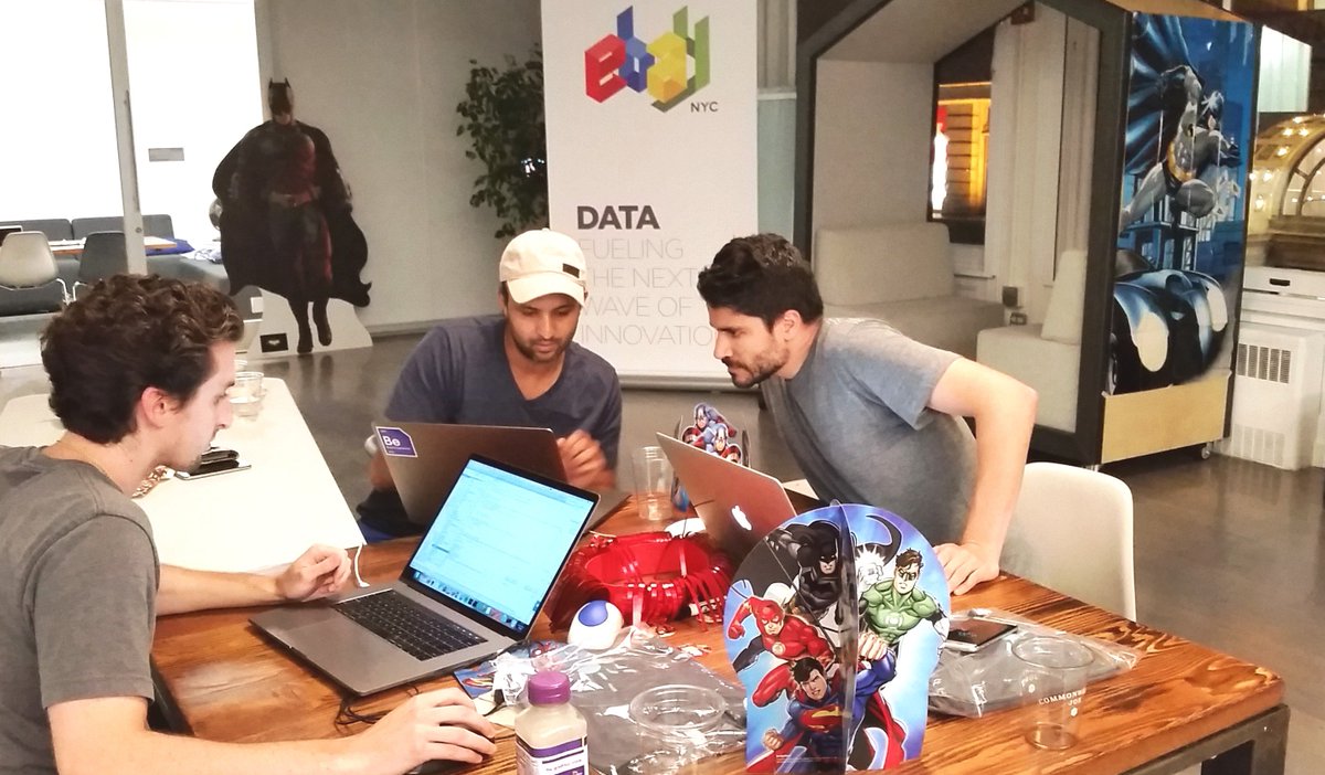ebaynyc's tweet photo. Late night hacking @ebaynyc...
@jpachter @natraj09 and Steve are killing it, preparing for tomorrow's #HackWeek2017 big demo day! https://t.co/vHJQDphSg9