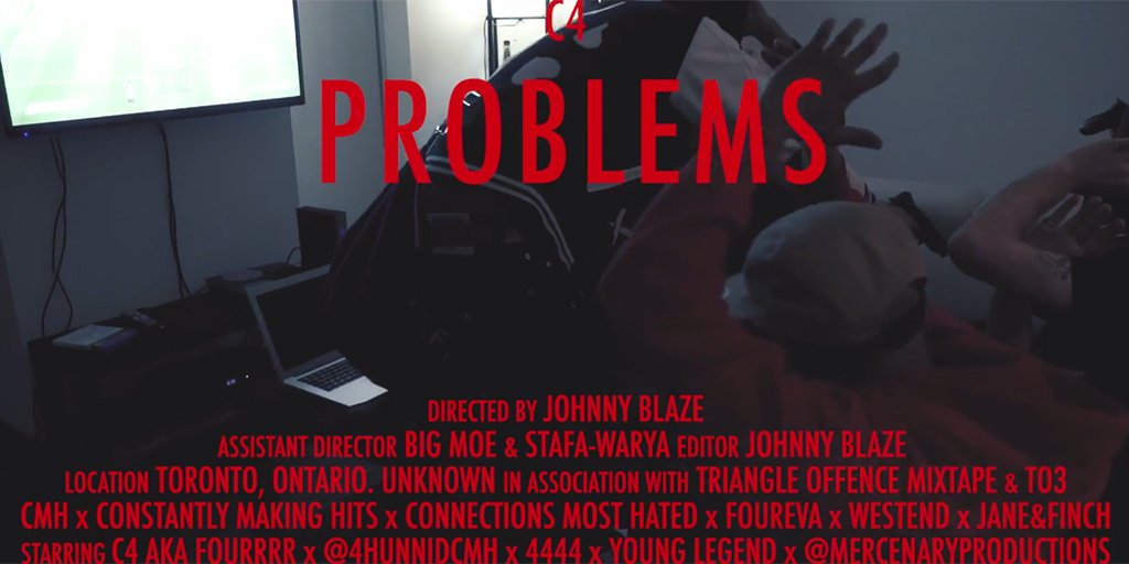 HipHopCanada's tweet photo. Song of the Day: C4 (aka #FOURRRR) returns with Johnny Blaze-directed #Problems 🎧 https://t.co/YKpj9tVYXA 🔥 #Toronto #HipHop @4hunnidcmh https://t.co/1O0hPWtiRf