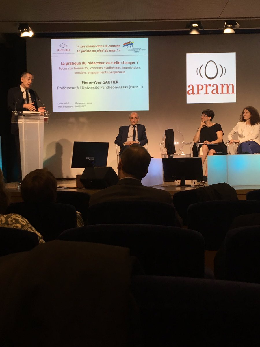 pierre_perot's tweet image. #Apram #IP : heureux d&apos;avoir assisté à la conf. Apram sur la réforme des contrats &amp;amp; incidence en PI.
Brillante intervention du Pr. Gautier