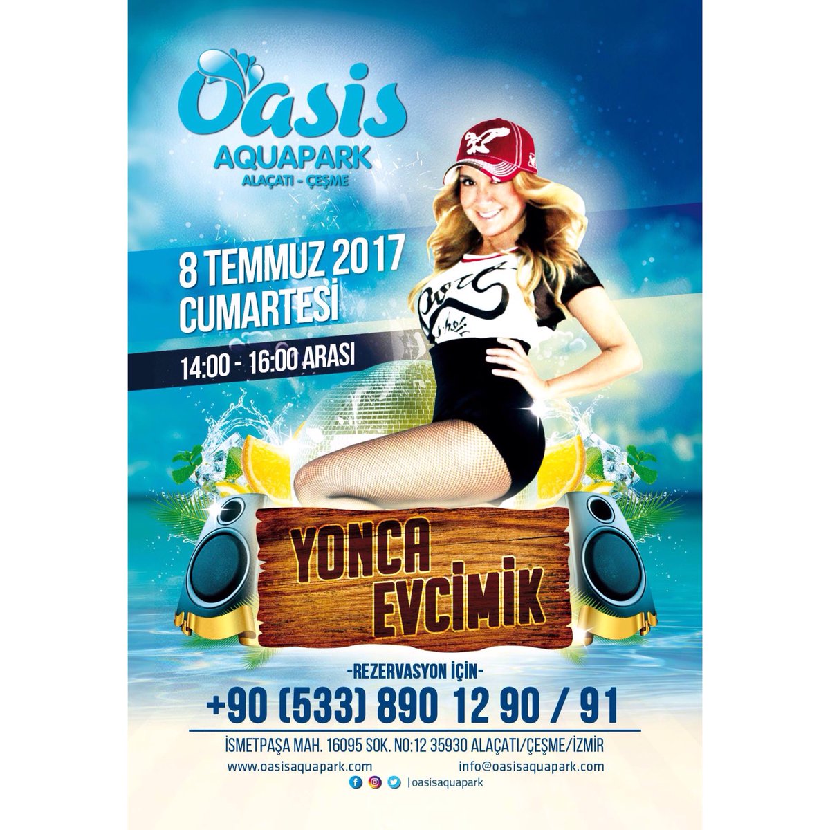 8 Temmuz Cumartesi günü, 14.00 - 16.00 arası Yonca Evcimik, Oasis Aquapark Alaçatı/Çeşme'de sizlerle.