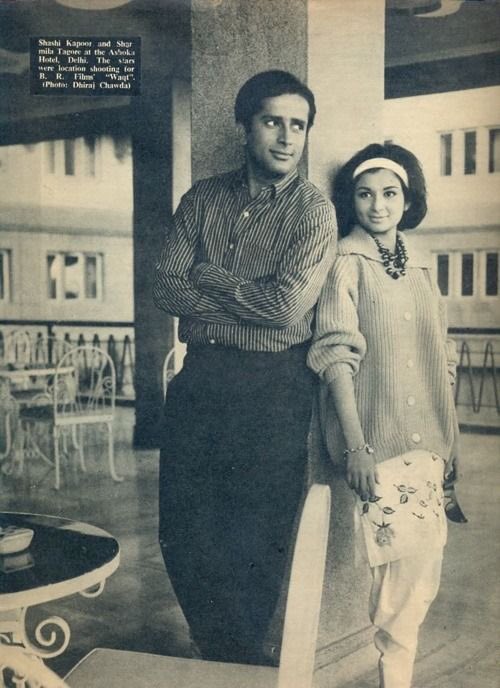 Film History Pics on Twitter: "(1965) Shashi Kapoor & Sharmila Tagore at  the Ashoka Hotel in Delhi during the shoot of film 'Waqt'.… "