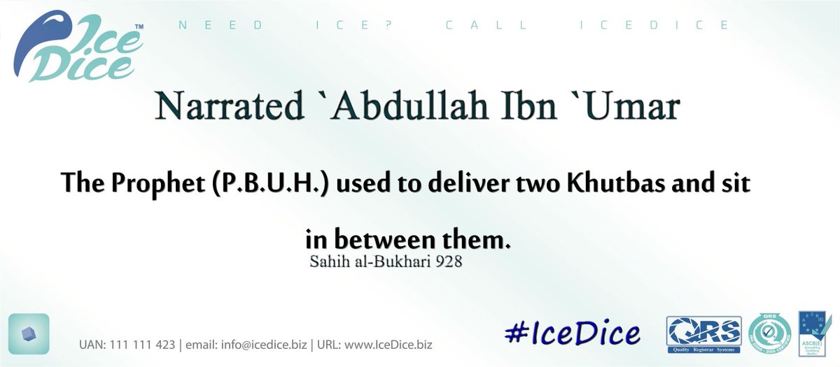 IceDicecompk's tweet photo. #Hadith: About #Khutbas of #Jumma.
#JummaMubarak - #Lahore - #IceDice https://t.co/rDcnPyAIQZ