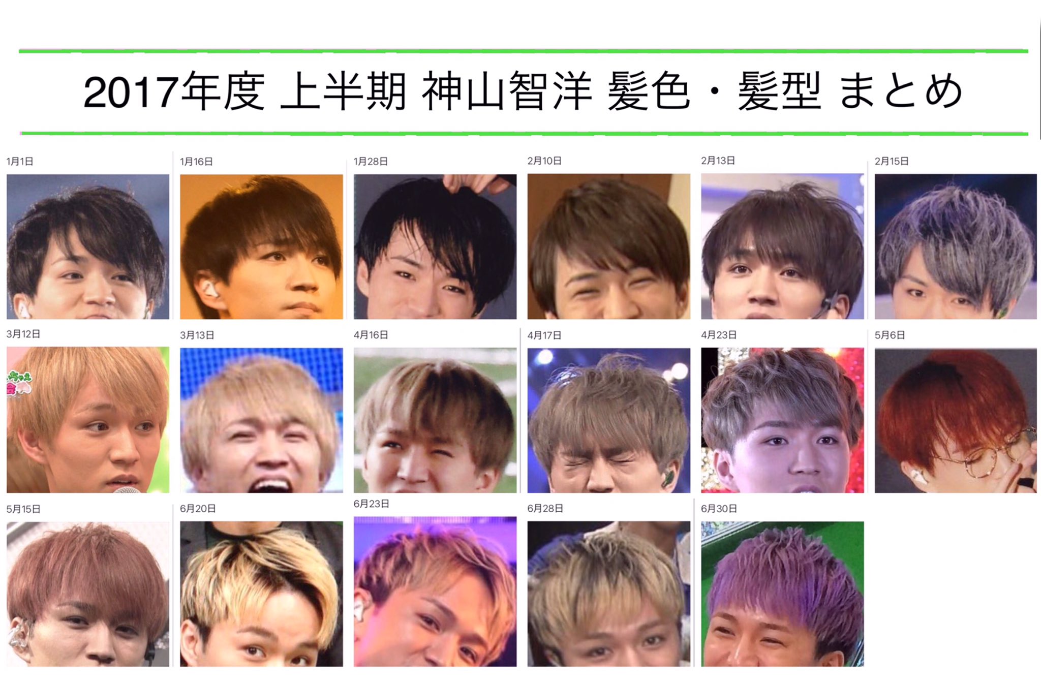 Twitter 上的 神天bot 17年度 上半期 ジャニーズwest 神山智洋くんの髪色 髪型まとめ です ご確認ください T Co Jwpj2nruga Twitter