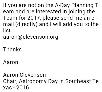 carl_sexton's tweet photo. Dr. Err'n Cleavenson of #InsperityObservatory looks more like a FIRED BLACKLISTING Chair of #HMNS #GeorgeObservatory  #AstronomyDay 2015-16! https://t.co/MEtZ79hA6q