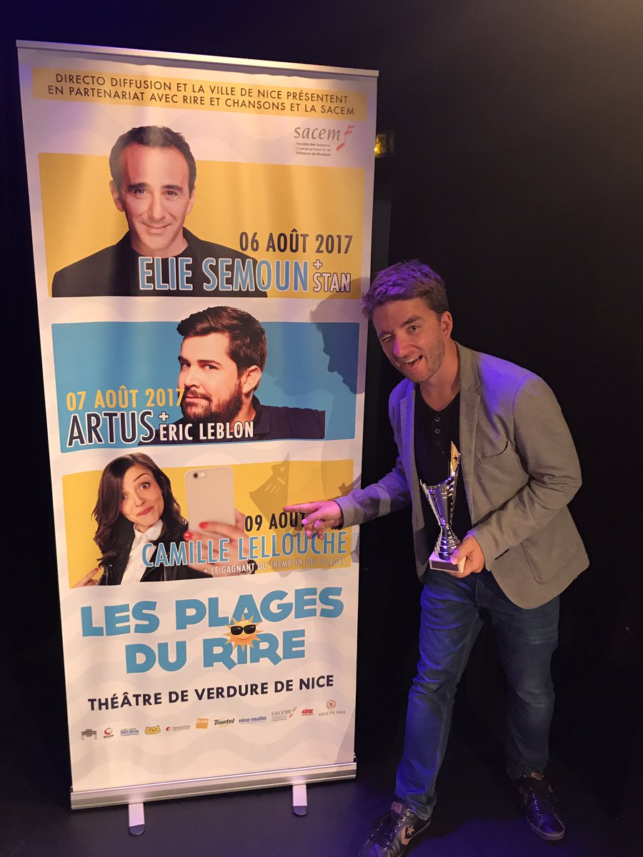 Et le gagnant du tremplin du#lesplagesdurire 2017 est <a href="/FabienGuilbaud/">Fabien Guilbaud</a> de Toulouse  le 9 Août en 1ère partie de  CAMILELLOUCHE <a href="/VilledeNice/">Ville de Nice</a>